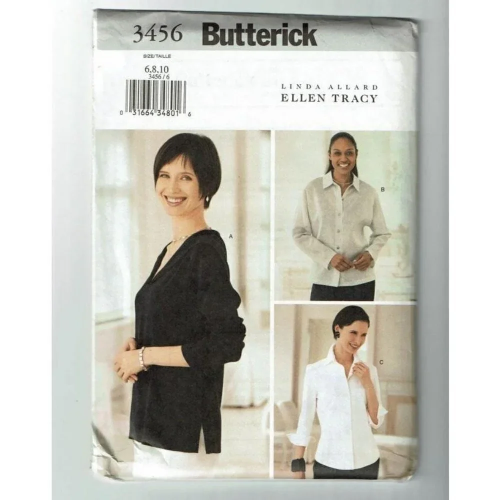 Butterick Sewing Pattern 3456‎ Misses Top Ellen Tracy Size 12-16